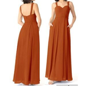 Azazie Women's Chiffon Maxi Dress Formal Gown Simoan Party Paprika Size 8 $119